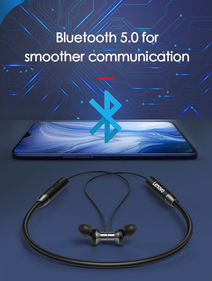 Lenovo HE05 Bluetooth 5.0 Neckband Wireless Stereo Sports Magnetic Headphones IPX5 Waterproof