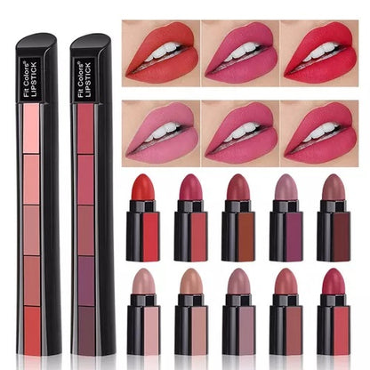 5 In 1 Matte Lipstick (Pack Of 2 – light Dark Shade)