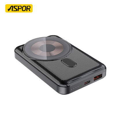 Aspor 10000mah A326 Digital Display Magnetic Wireless Power Bank With Foldable Holder Stand Fast Charging