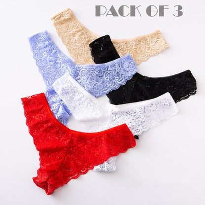 Pack Of 3 Lace Women Panties Seamless Underwear Briefs