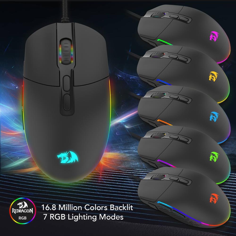 Redragon M719 INVADER Wired Optical Gaming Mouse 7 Programmable Buttons RGB PC Gaming Mice