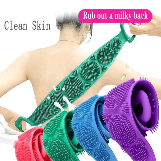 Silicone Back Scrubber Soft Loofah Bath Towel Massage Belt