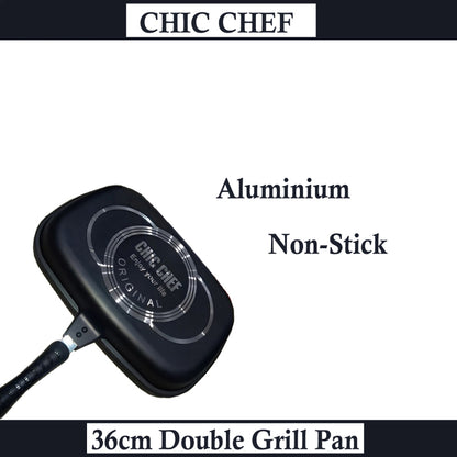 Premium Original Casting 36cm Aluminium Non-Stick Double Grill Pan