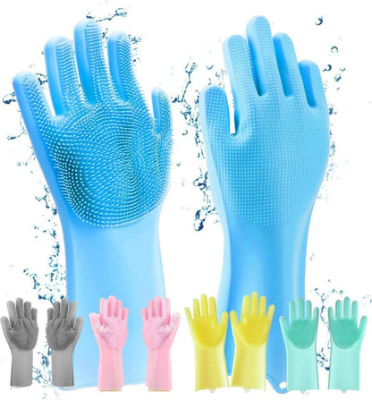 Silicone Full Finger Gloves - For Home (Random Colors)
