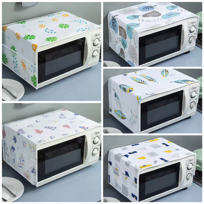 Oven Cover Kitchen Microwave Cover Waterproof Oil Dust Double Pockets Microwave Oven Cover (Random Design)