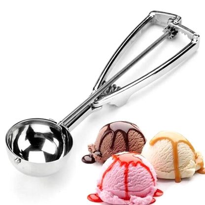 Ice Cream Spoon Scoop Stainless Steel Spring Handle Kitchen Tool