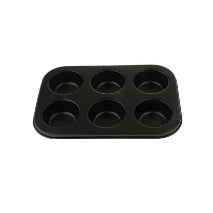 Non Stick Rectangle Mini Cupcake Baking Pan Tray Tin Cup 6 Holes - Black