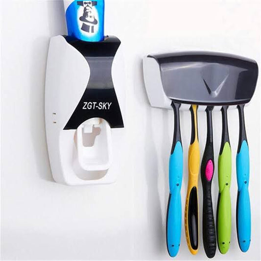 Toothbrush Dispenser - Automatic Toothpaste Squeezer and Holder Set