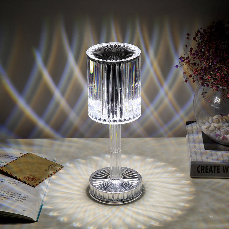 Diamond Table Lamp Crystal Touch Control Color Changing Light Romantic Bar Atmosphere Lamp Acrylic USB Rechargeable Night Light