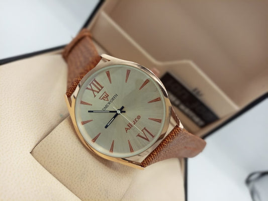 Timeworth Allure Round Dial Brown Strap Watch - Without Box