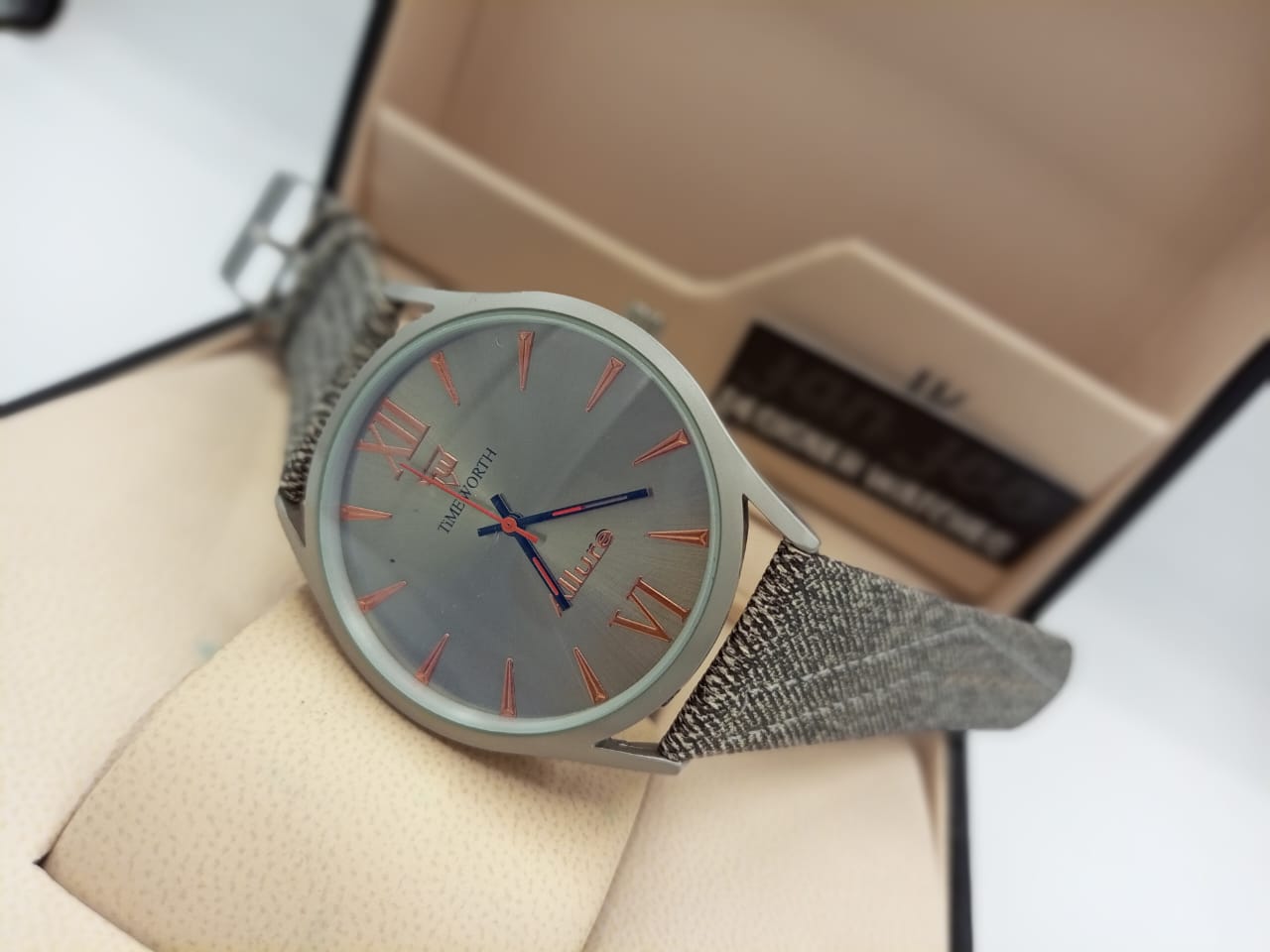 Timeworth Allure Round Dial Grey Strap Watch - Without Box