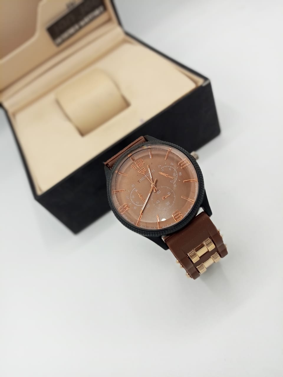 Timeworth Chronograph Brown Round Dial Stylish Watch - Without Box