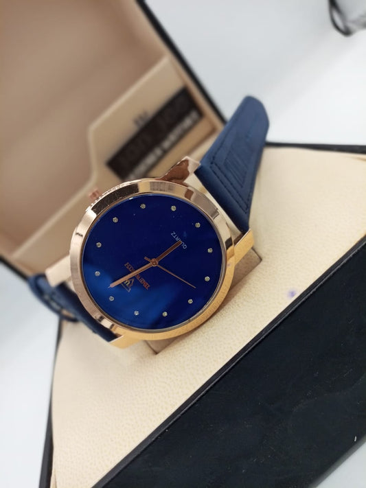 Timeworth Quartz Round Dial Blue Leather Strap Watch - Without Box