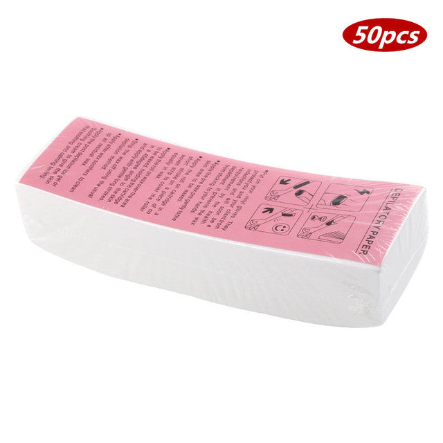 50 Pcs in 1 Pack - Non Fiber Beauty Hair Removal Depilatory Paper 3.5 Inch Wide 8 Inch Length Waxing Non-woven Epilator Wax Strip Paper (Original)