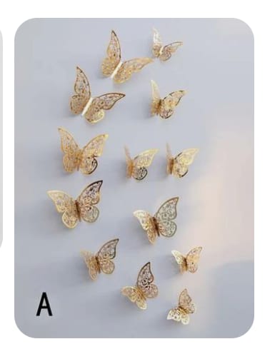 Pack Of 12 Golden Butterfly Stickers