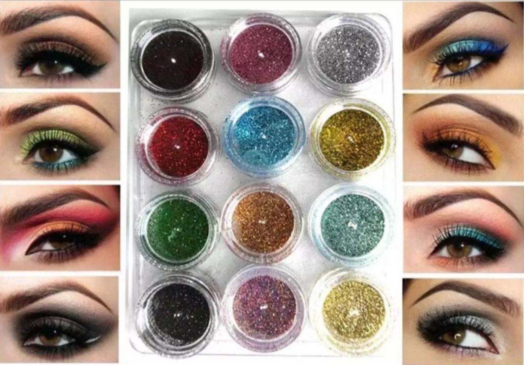 Pack of 12 - Dusty Glitter Eyeshadows - Multi Color miss rose