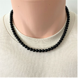 Mans Black Beeds Neckles - Trendy Design - new look -Hip-Hop Simple Choker Chain Stitching Exquisite Male Necklace