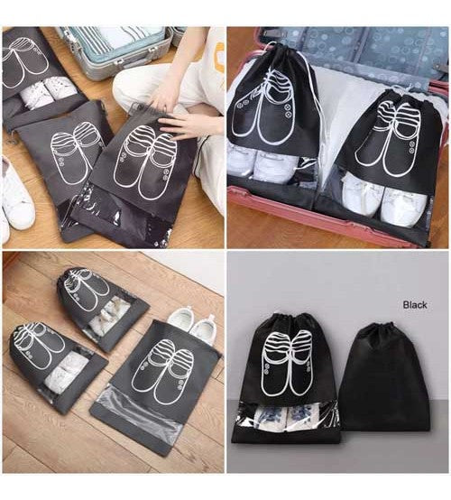 Pack of 2 Travel Shoes Storage Bag With Clear Window Non-woven With PVC Bag