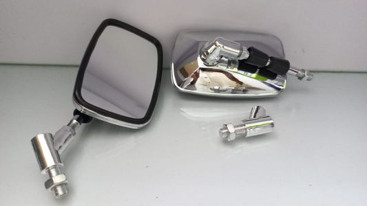 Pair of Motorcycle Chrome Rear view Side Mirrors Fashionable Cool Square Shape Rear View Mirror