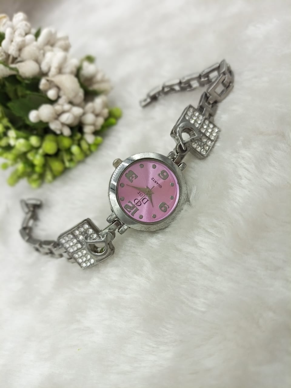 Dior Quartz Light Pink Dial Ladies Watch - Without Box