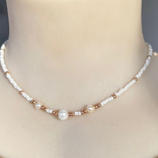 High Quality White &amp; Golden Stone Pearl Ladies Choker Necklaces Ladies Haar - Necklace For Girls Unique Design -Wedding Necklace -Fashion Jewelry